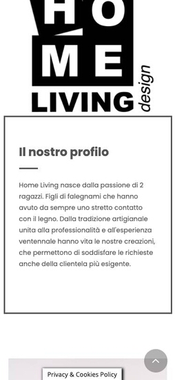 Screenshot sito homelivingdesign.it in modalità mobile responsive